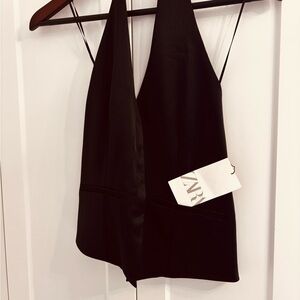 Zara Sleek Black Sleeveless Top